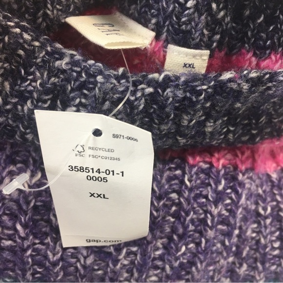 NEW Gap Sweater Marled Stripe Mock Neck Women's XXL Pink Blue Purple Wool Blend - Picture 4 of 4